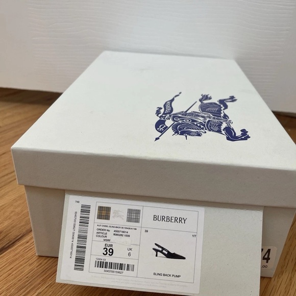 Burberry Black and Blue Slingback Heels
